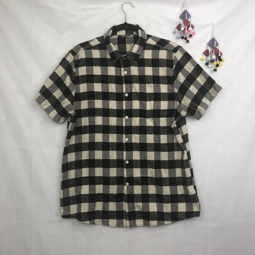 asos gingham short sleeves button up flannel